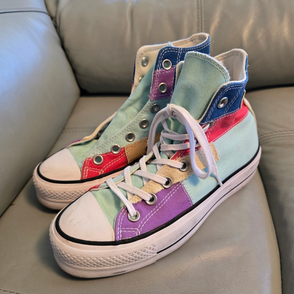 Converse Chuck Taylor All Star Lift Hi Colorblock‎ Patchwork Sneakers A02025C 6